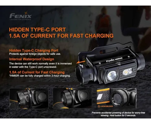 Fenix Dual Battery Bundle Hm60r Faro Frontal, Linterna Recar