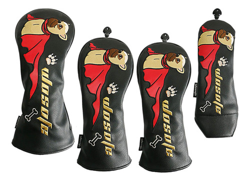 4 Piezas Pu Golf Club Head Covers Wood Headcover Con