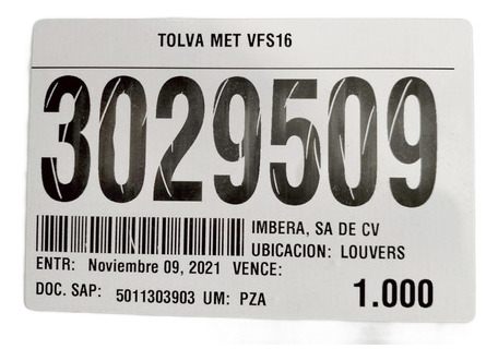 Tolva Metálica Para Congelador Imbera Vfs 16
