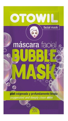 Imagen 1 de 6 de Mascara Facial Bubble Piel Oxigenada Otowil Sobre X20