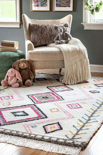 Serene Tribal Shaggy Area Rug, 539 X 739, Rosa Multicol...