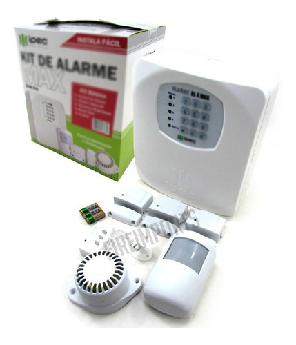 Kit Alarme Max Sem Fio C/ Controle Sirene Discadora 4 Sensor