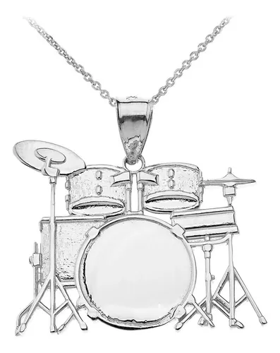 Collar Con Colgante De Batería Musical De Plata De Ley, 16