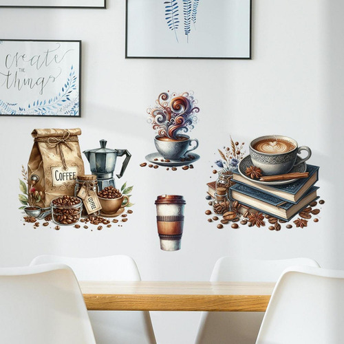 Pegatinas De Pared De Café, Carteles De Café, Pvc Elegante
