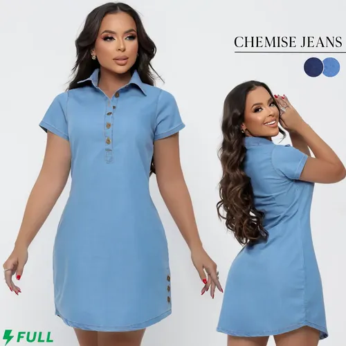 Chemise Jeans Feminina Vestido Leve Camisetão Moda Blogueira Jeans Claro Gg — R$ 80,73 em Mercado Livre, 38% OFF