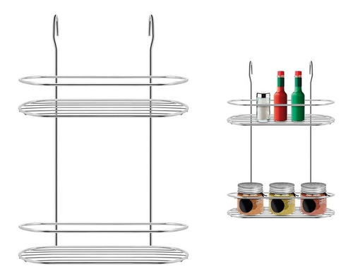 Porta Temperos Cozinha Suspensa Cor Prateado