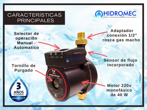 Imagen 4 de 10 de Bomba Upa 15-90 Black Presurizadora Exterior Grundfos Nueva!