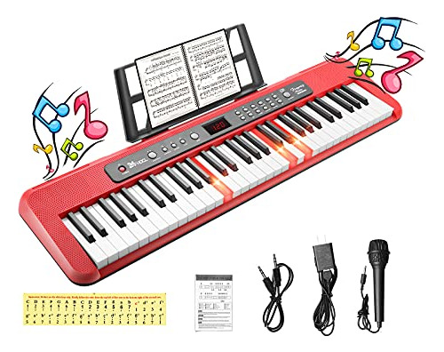 24hocl 61 Keyboard Piano Lighted Keys, Teclado De Tamaño
