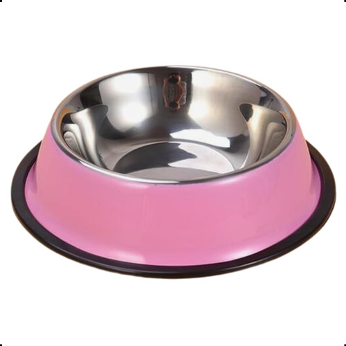 Pote Tigela Comedouro Inox Cão Cachorro Grande 34cm 2l Rosa
