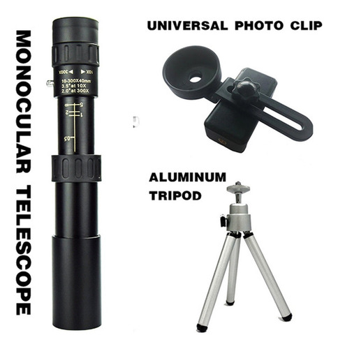 Hd Monocular 10-300x40 Zoom Potente Monocular Largo Rango