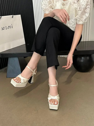 Sandalias Elegantes Con Correa De Tacón Alto Para Mujer