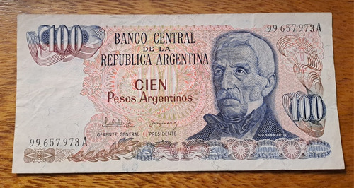 Bottero N 2621 Billete 100 Pesos Argentinos. Usado !!