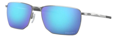 Anteojos de sol Oakley Ejector Standard con marco de metal c-5 color satin chrome, lente sapphire de plutonite prizm, varilla satin chrome de metal c-5 - OO4142