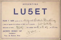 Comprar Tarjeta Qsl - De Lu5et A Lu6ha (año 1947)