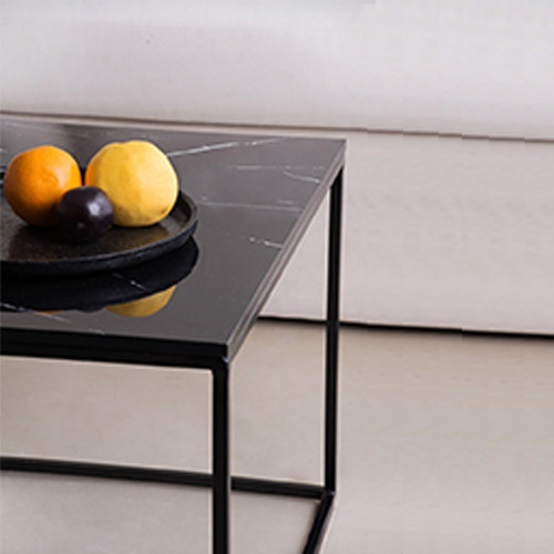 Imagen 2 de 6 de Mesa Ratona Apoyo Baja Auxiliar Living Simil Marmol Moderna