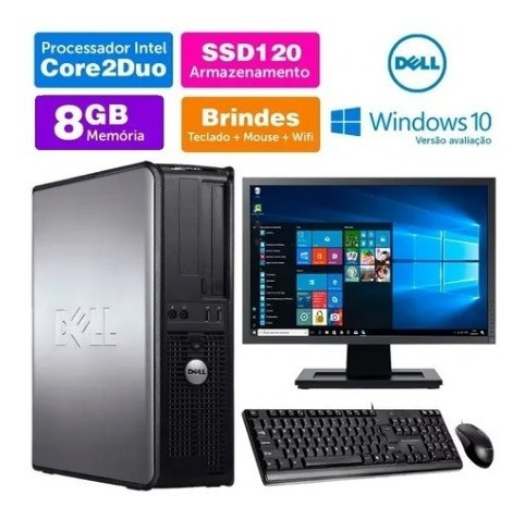 Pc Usado Dell Optiplex Core 2 Duo 8gb Ddr3 Ssd 120gb + 19 