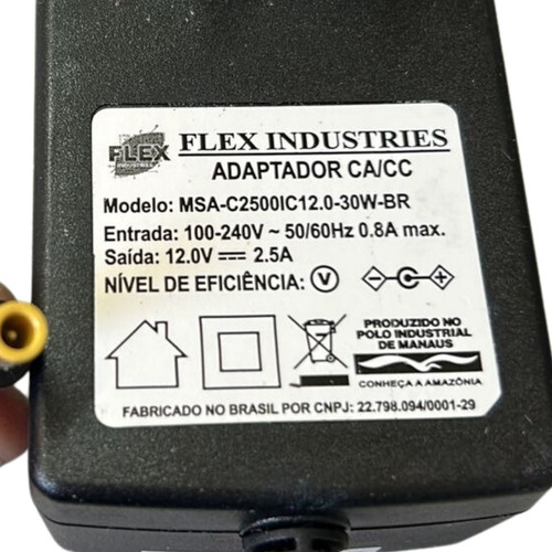 Fonte 12v 2,5a Flex Industrie Msa-c2500lc12-030w-br 100/240v