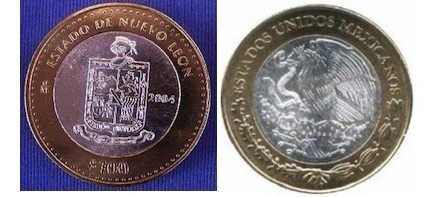 Moneda De 100 Pesos Mexicanos M.n. Del Estado De Nuevo León.