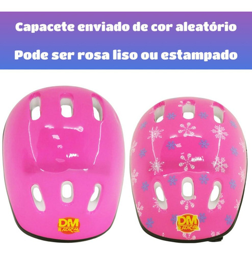 Patinete Led 3 Rodas Kit Proteçao Menina Rosa Infantil Som