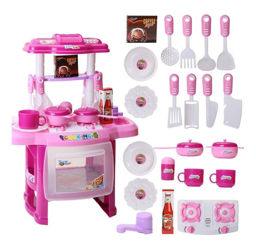 Cocinita Cocina Infantil Niña  Sonido Luz Accesorios Rosa 