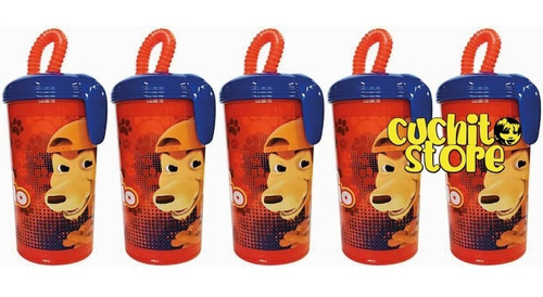 Pack 5 Vasos Con Bombilla Niños Sport Perro Chocolo 400ml