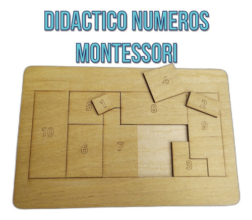 Imagen 1 de 4 de Juego Didactico De Madera Números 1 Al 10 Puzzle Montessori
