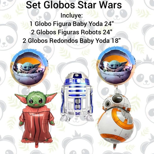 Set Globos Decoración Cumpleaños Star Wars Baby Yoda 
