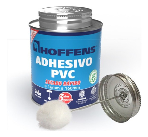 Adhesivo Pvc Lata Secado Rapido 240cc Hoffens