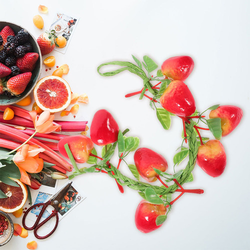 4 Unidades De Fresas Falsas: Fresas Rojas Artificiales