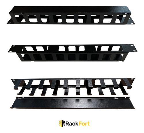 Guia Cabo 1u X 50mm Com Tampa Click Para Rack Servidor 19 Cor Preto