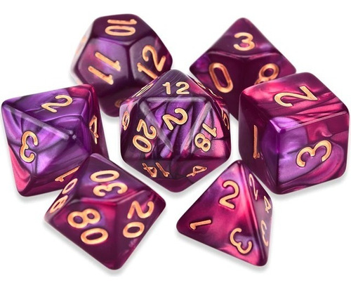 Dados Rpg Vinho Com Roxo C/n Dourado