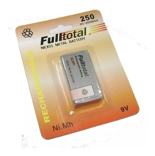 Imagen 1 de 5 de Bateria Recargable 9v Full Total 250mah Niquel Metal