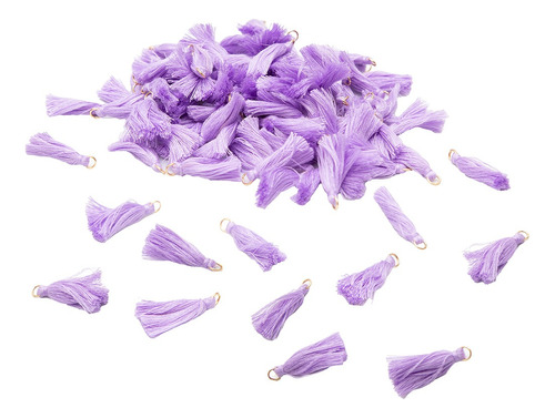 100 Mini Borlas Con Argolla Bisuteria Color Lila  3,5 Cms