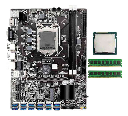 Placa Base Minera B75 Btc Con Cpu G530/g630 Y 2x4g Ddr3 Ram