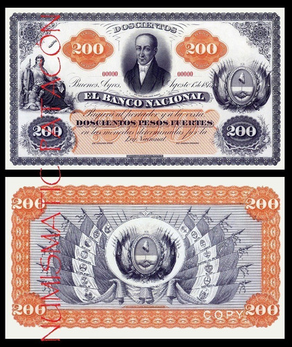 Billete 200 Pesos Fuertes Banco Nacional 1873 - Copia 658
