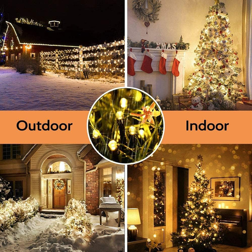 Luces Solares De Navidad Exteriores, 98.4ft 300 Led Luc...