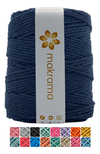 Hilaza De Algodón Para Macrame 3mm Colores Color Azul Marino