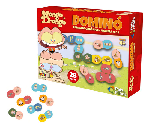 Dominó para niños Mongo And Drongo, 28 piezas, en madera MDF