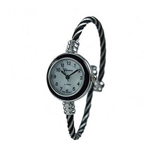 Relojes De Ra Para M Reloj Con Cable Negro Y Plateado Geneva