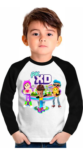 Camiseta Infantil Pkxd  Camisa Manga Longa Desenho Pkxd #