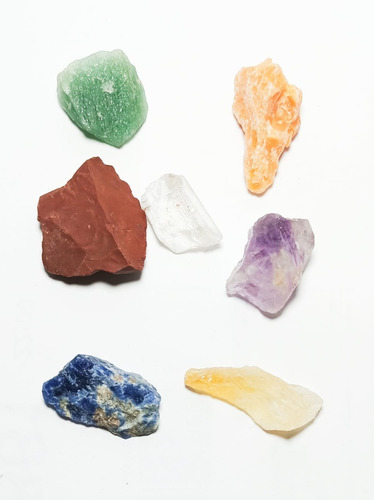 Set De Piedras Naturales En Bruto 7 Chakras + Caja