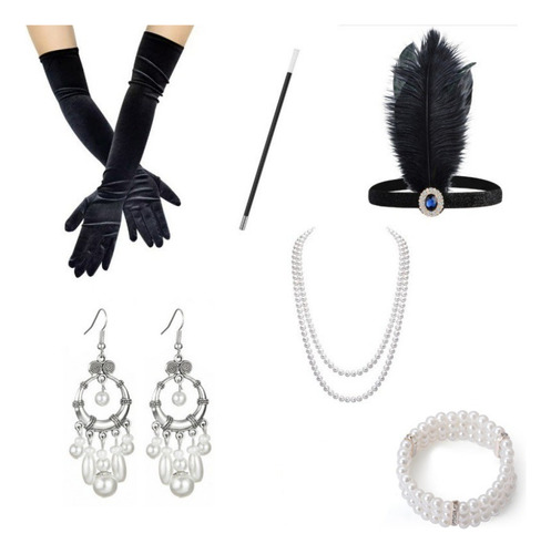 Accesorios De Vestir Guantes Con Diadema De Plumas