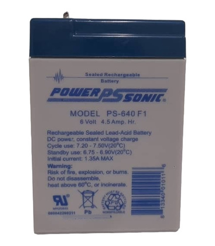 Bateria 6v 4a Power Sonic Modelo 6v 4,5a