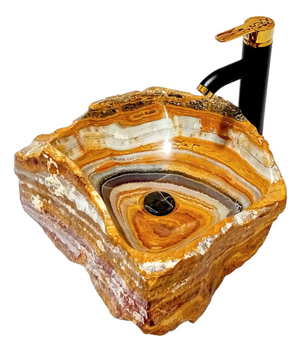Lavabo Artesanal De Piedra Semipreciosa Ónix, Tipo Ovalín