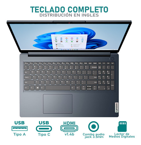Laptop lenovo ideapad 1 15amn7 amd ryzen 5 16gb ram 256gb ssd 15.6" windows 11 home modo s