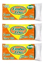Comprar Kit 3 Sacos De Lixo Preto Econômico 100 Litros 25 Unid Cada
