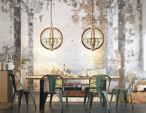 Colgante Led Industrial Rústico Hierro Ajustable 16, 4 Luc