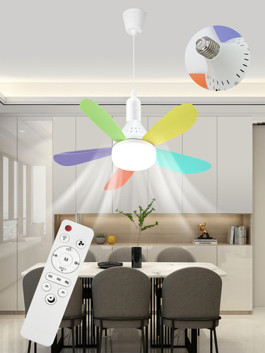 Ventilador De Techo Con Luz Lampara De Ventilador E27 30w