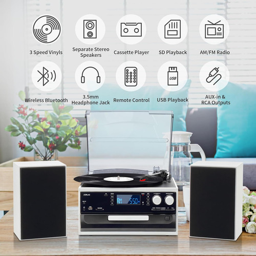 Reproductor De Discos De Vinilo 10 1 2 Altavoces Estér...