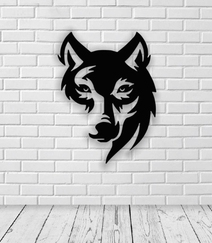 Cuadro Lobo Rostro En Madera Calada  70 X 52 Cmts. 